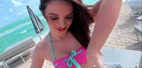  Brunette beach teen picked up and given the cock Natalie Heart.1